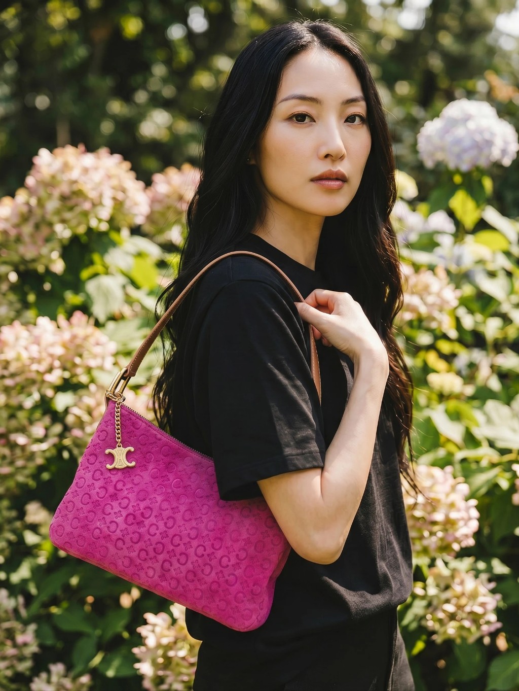 Cline Vintage C Macadam Suede Shoulder Bag - Pink
